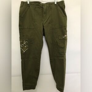 By Anthropologie Pants camo green Embroidered Cargo Skinny High Size 16W